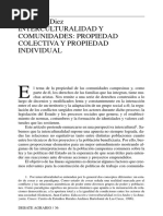 Interculturalidad y Comunidades Propiedad Colectiva y Propiedad Individual