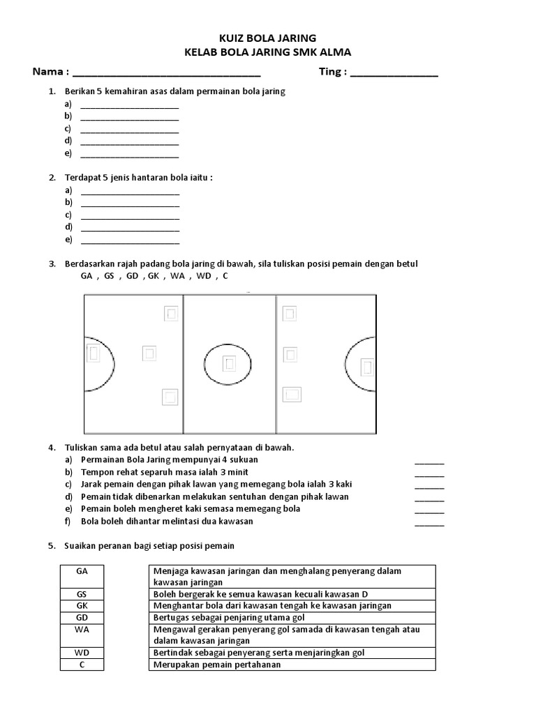 Kuiz Bola Jaring Pdf