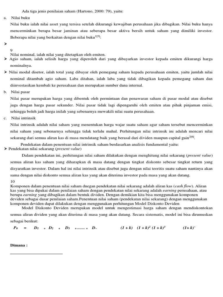 Ada Tiga Jenis Penilaian Saham