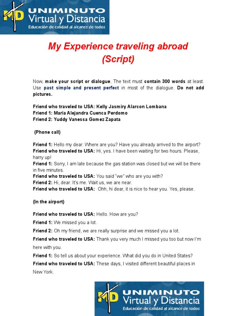 My Experience Traveling Abroad (Script) | PDF