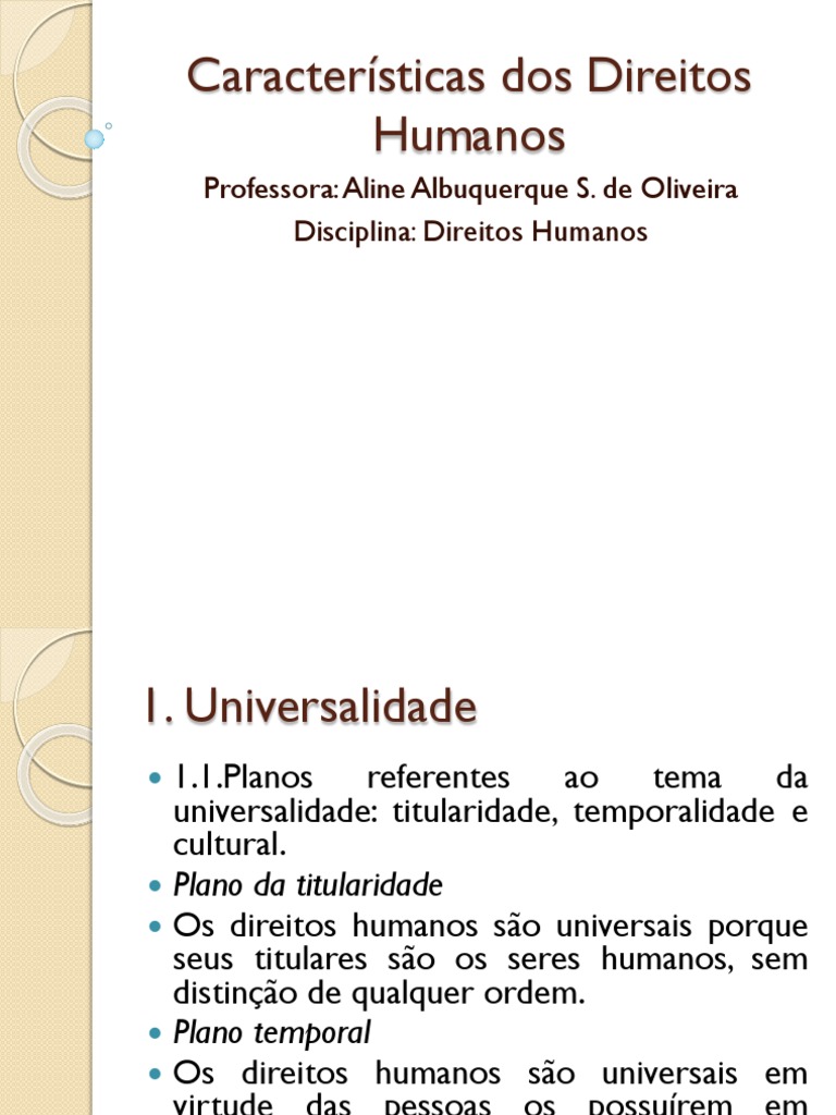 Caracteristicas Dos Direitos Humanos | PDF | Direitos Humanos | Humano