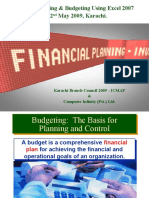 Financial Planning & Budgeting Using Excel 2007 1 & 2 May 2009, Karachi