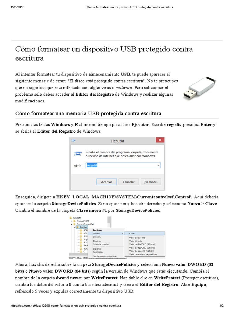 C mo Formatear Un Dispositivo USB Protegido Contra Escritura