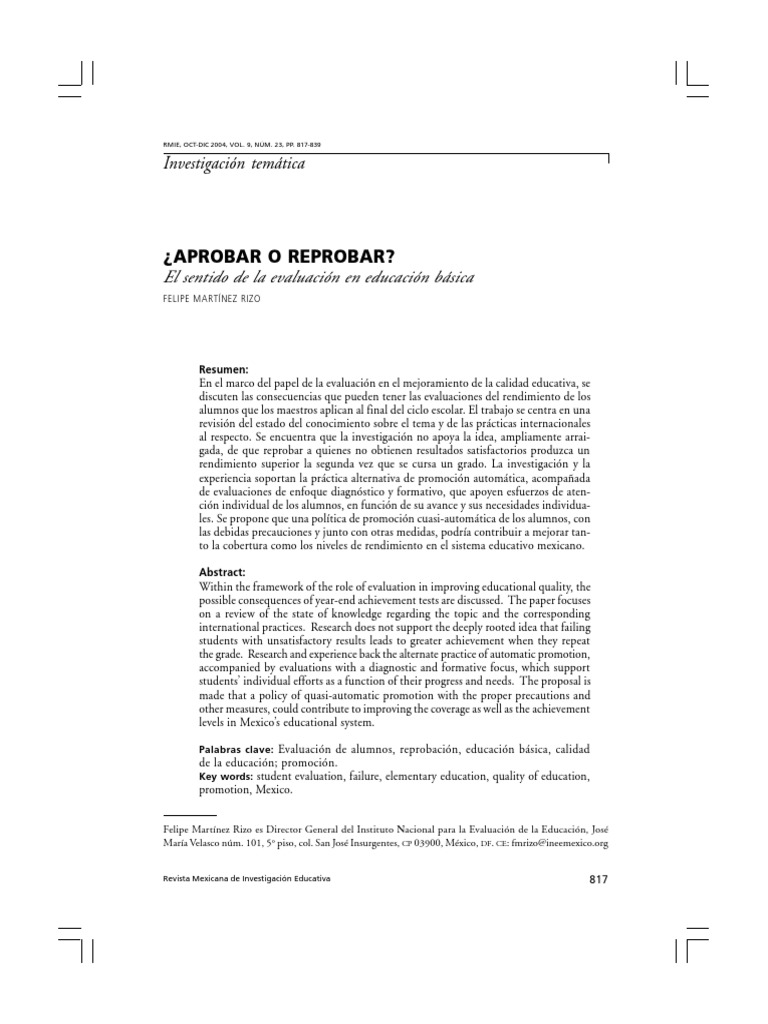Aprobar o Reprobar PDF | PDF | Educación primaria | México