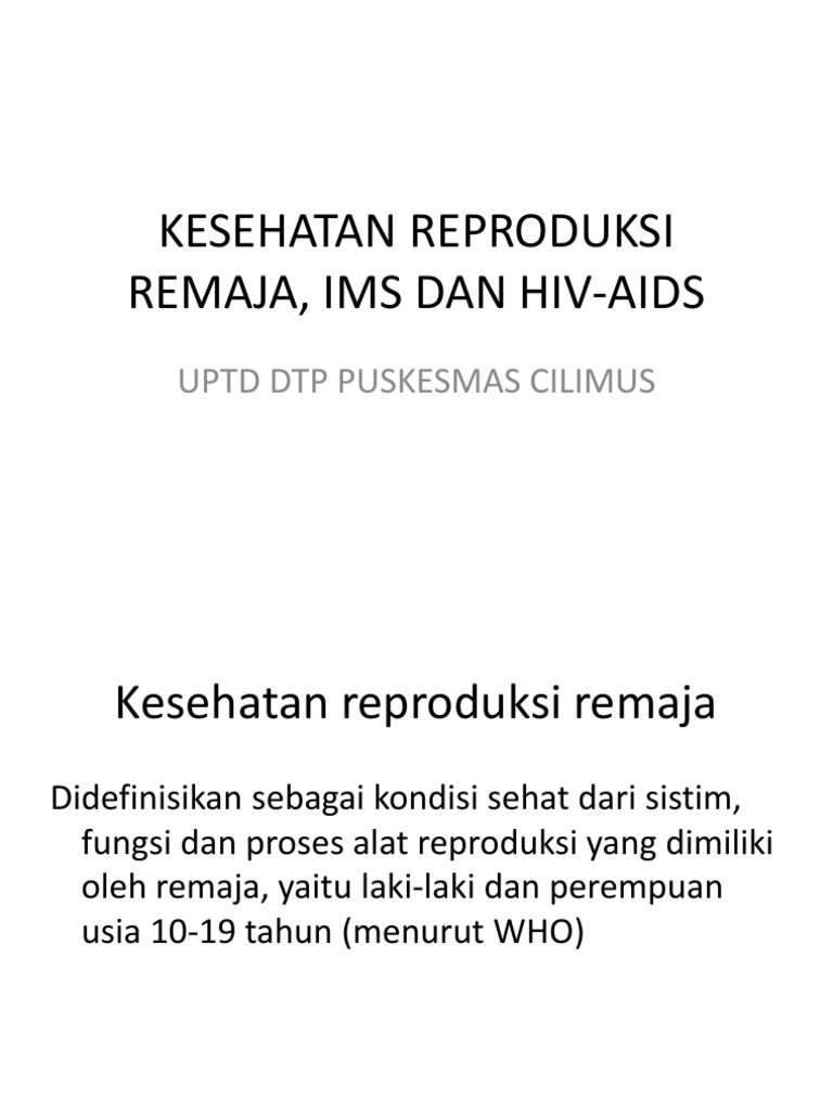 Kesehatan Reproduksi Remaja, Ims Dan Hiv-Aids | PDF