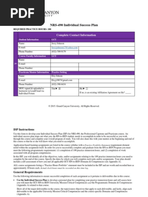 Capstone Nrs 490 Rs Individualsuccessplan Pdf Health Care Nursing