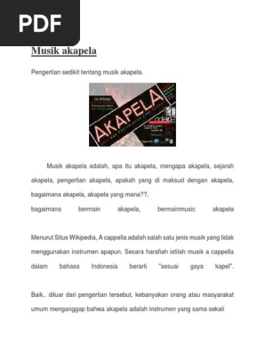 Artinya Musik Akapela Studi Indonesia