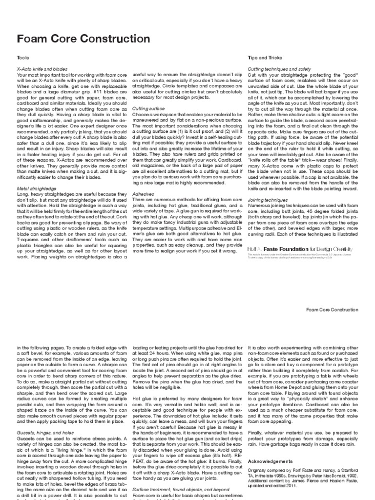 Foam Core Construction Tools Tips and Tricks PDF Adhesive Knife