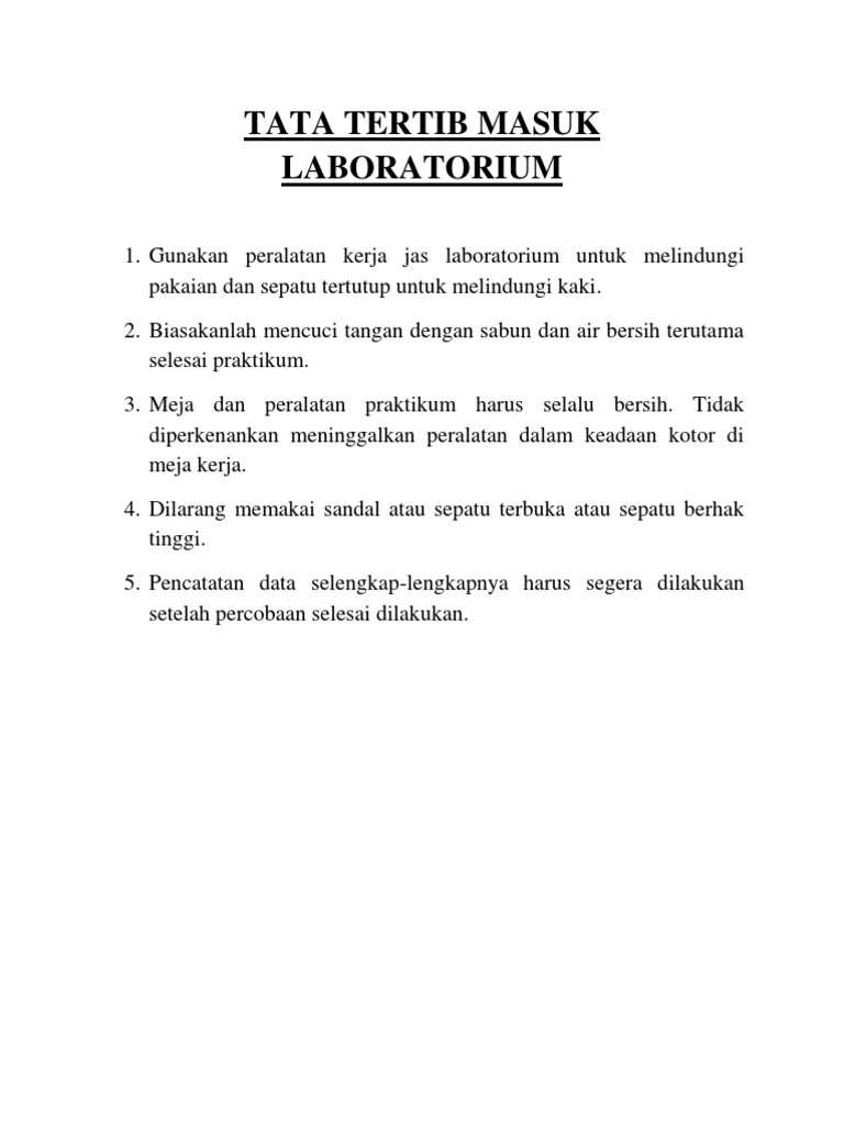 Tata Tertib Masuk Laboratorium | PDF