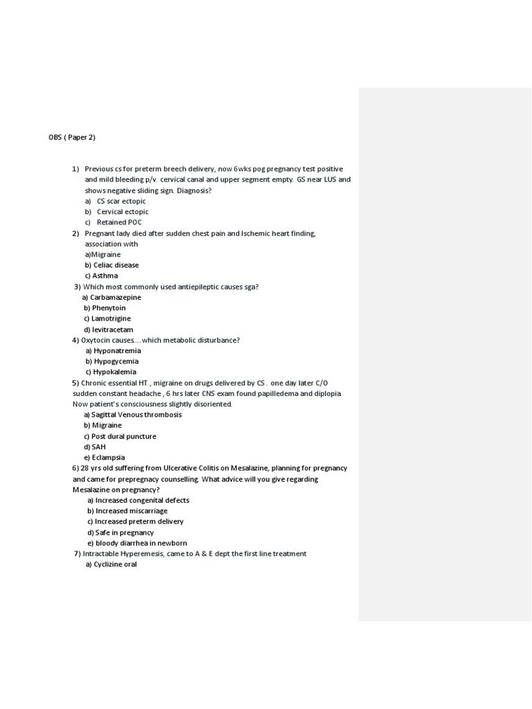 Obstetrics Case Scenarios and Questions | PDF | Childbirth | Preterm Birth