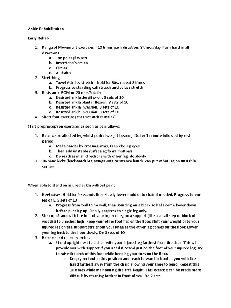 Comprehensive Ankle Rehab Guide | PDF | Anatomical Terms Of Motion | Foot