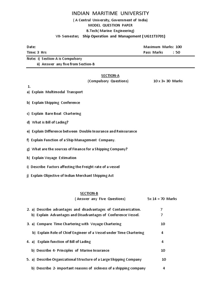 Ship Operation and Management PDF Ships Shipping