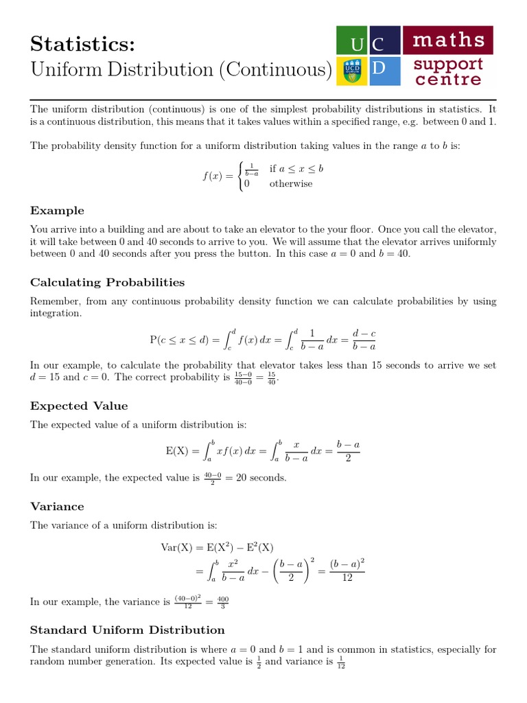 Uniform Distribution Probability Distribution Variance