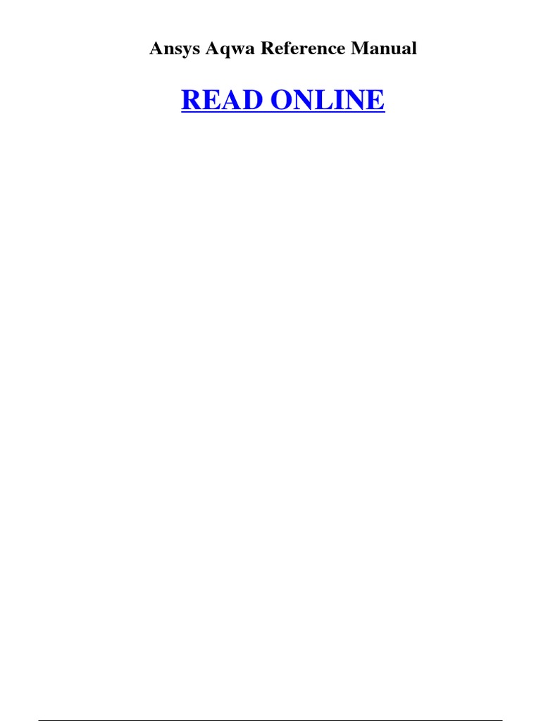 Ansys Aqwa Reference Manual Guide | PDF | Portable Document Format | E ...