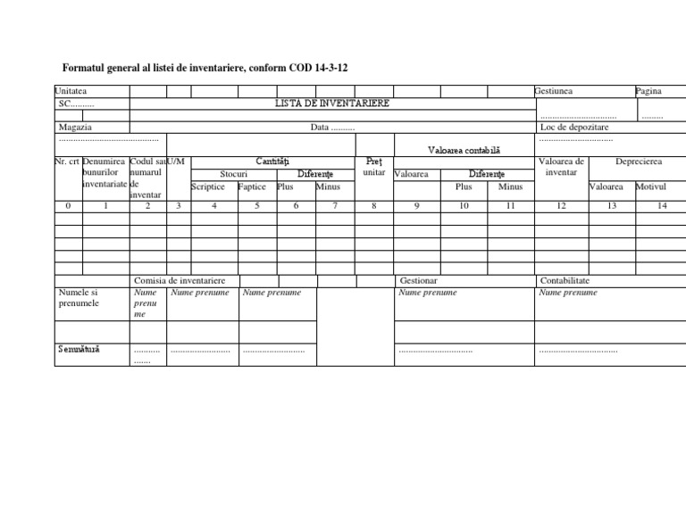 Formatul General Al Listei de Inventariere | PDF