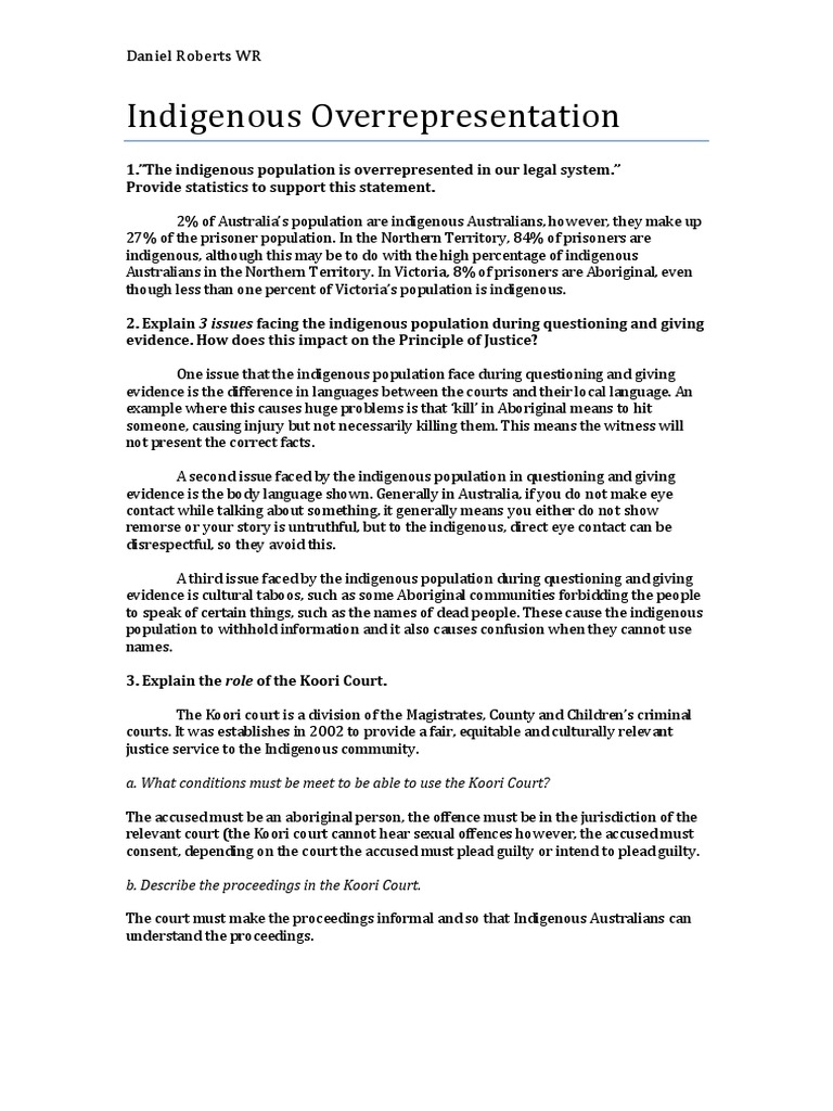 Indigenous Overrepresentation in Justice | PDF | Indigenous Australians ...