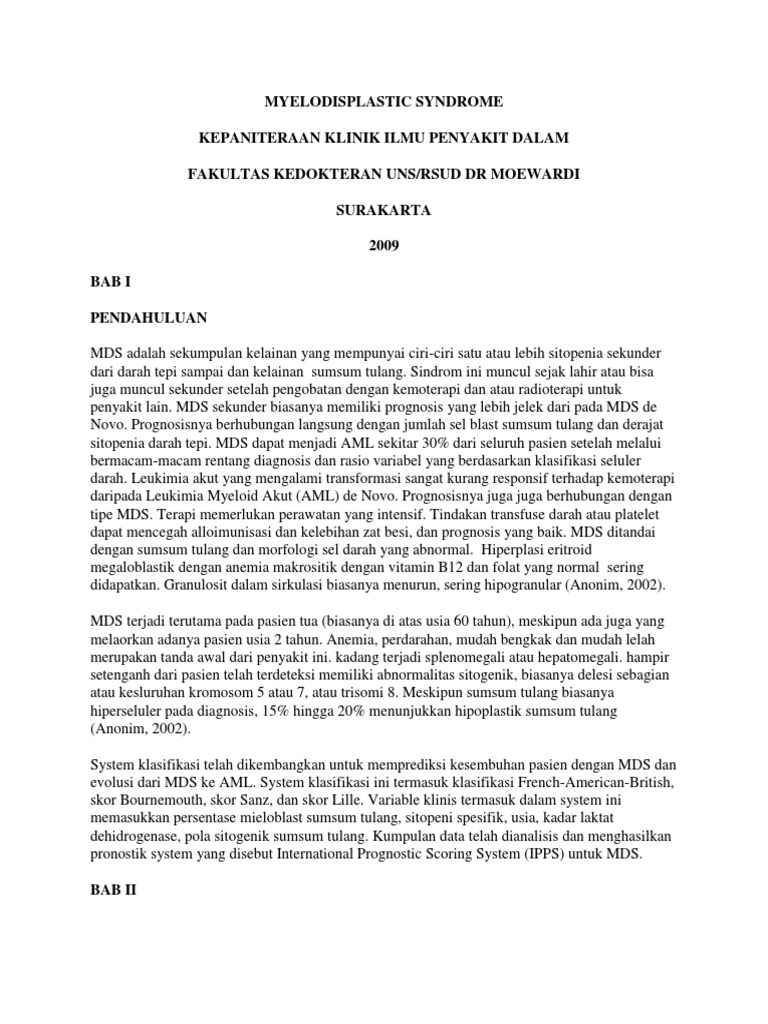 Myelodysplastic Syndrome Overview | PDF