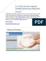 Best Supplier of Talc Powder Jakarta Indonesia Pratibha Refractory Minerals