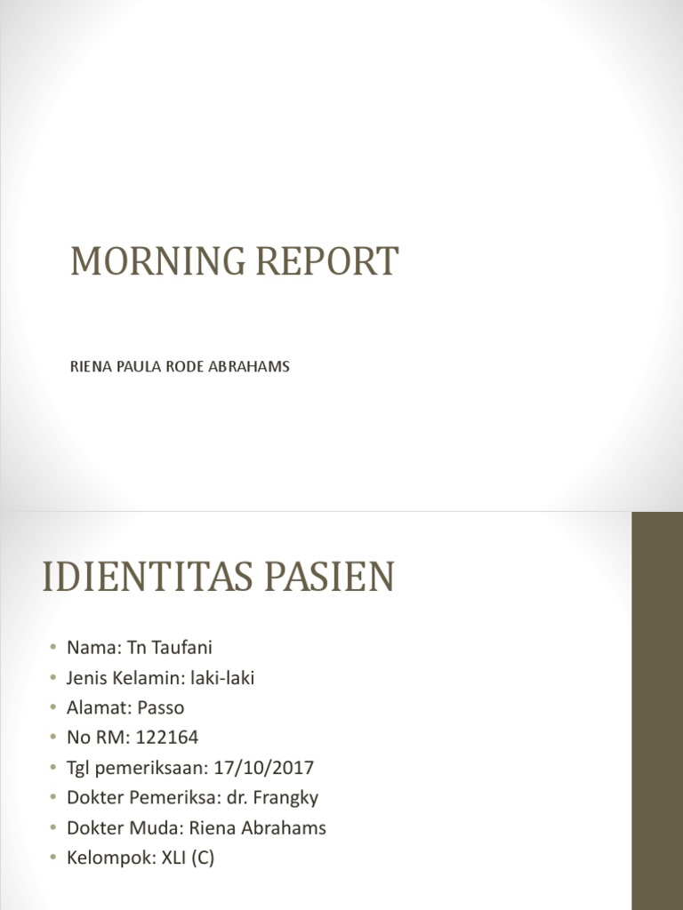 Morning Report: Patient Case Summary | PDF
