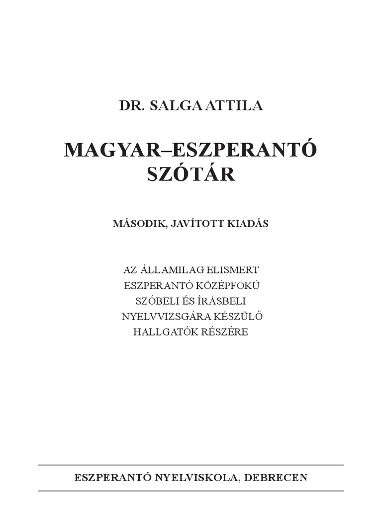 Magyar-Eszperantó Szótár | PDF