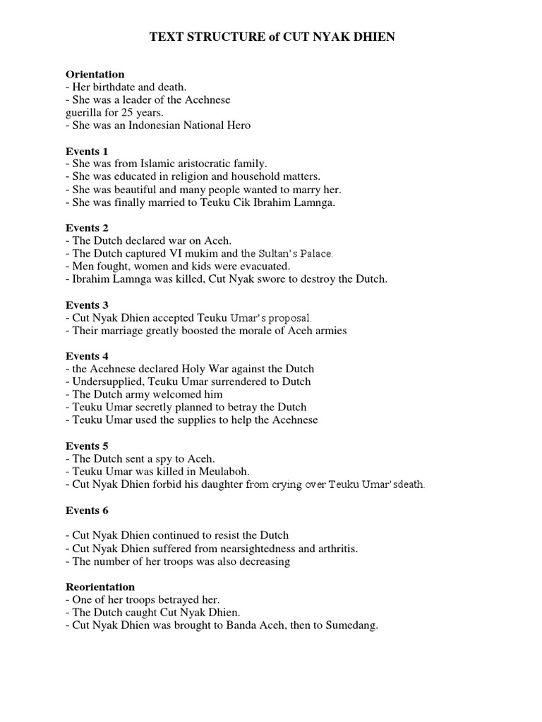 Text Structure Of Cut Nyak Dhien Docx Military Violence