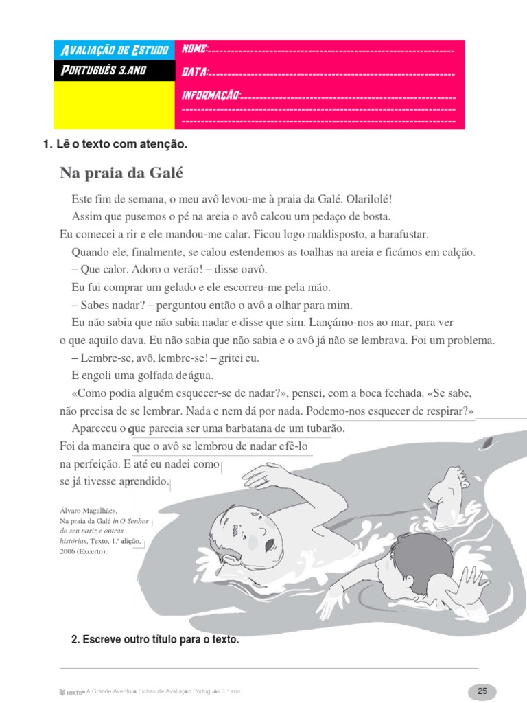 Fichas de Avaliação Português 3º Ano | PDF | Linguística | Idiomas