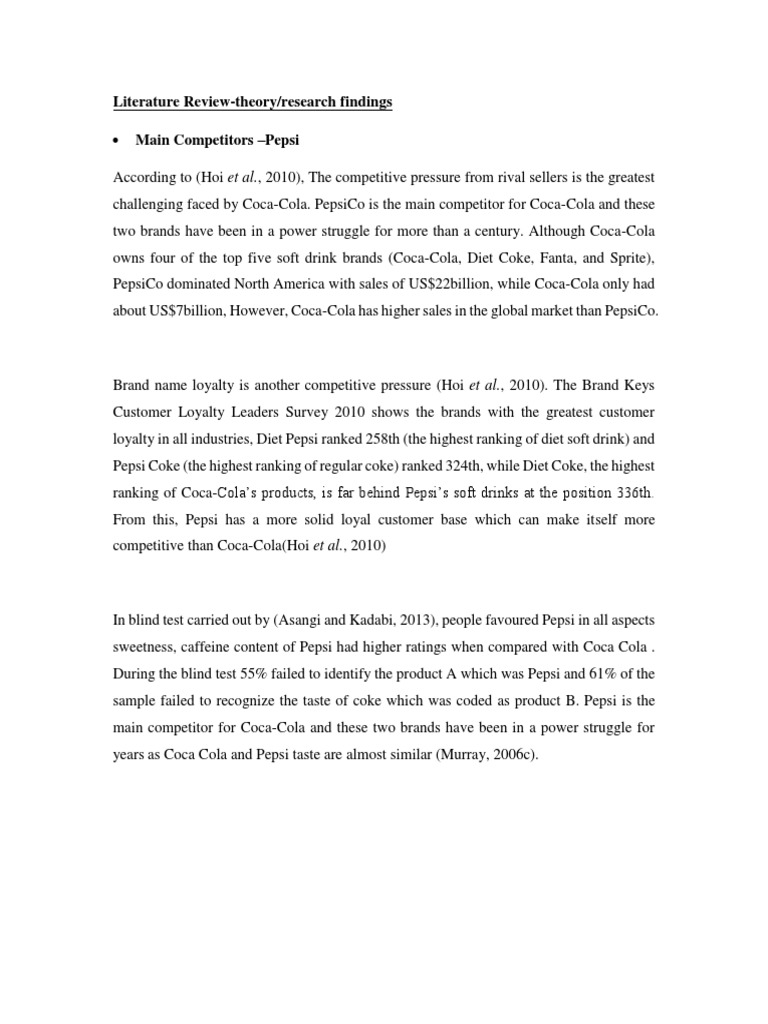 Pepsi vs. Coca-Cola: Competitive Analysis | PDF | Coca Cola | Cola