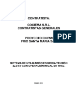 Proyecto Sistema MT 22.9kV inicial 10kV para empresa Frío Santa María