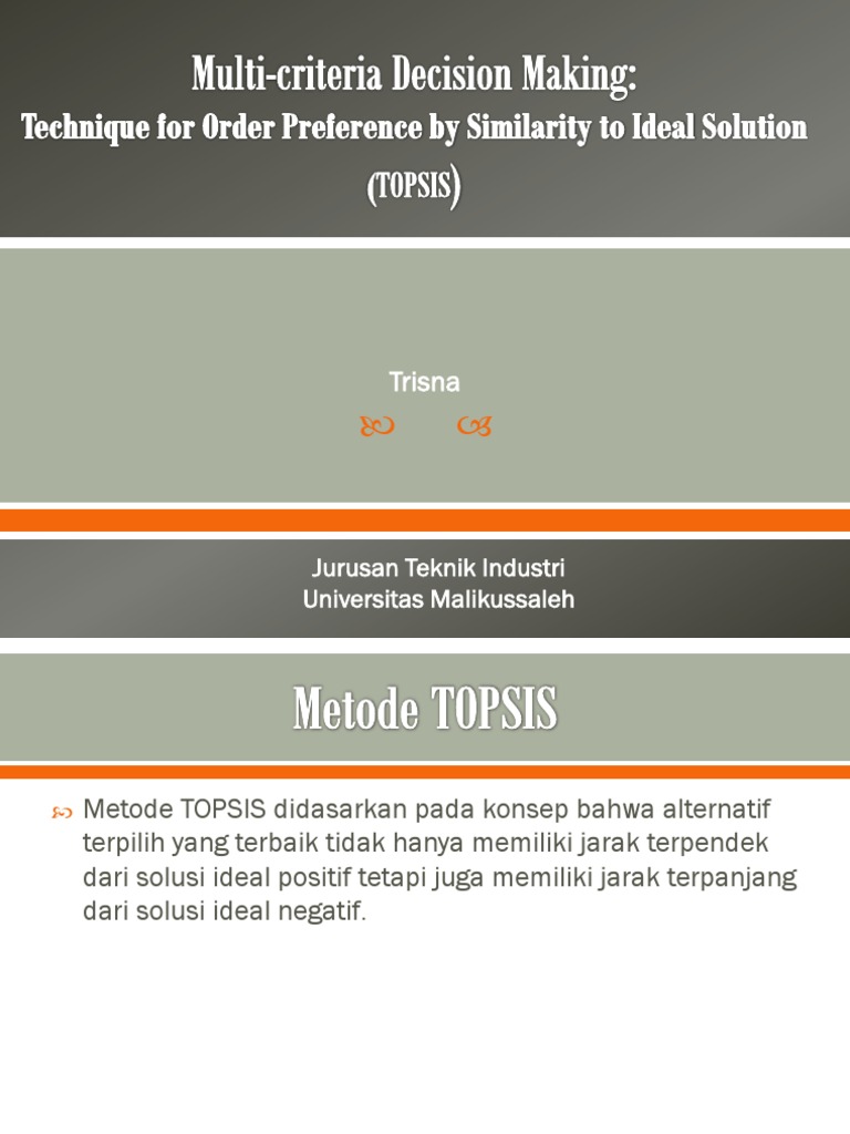 Metode TOPSIS untuk Jurusan Teknik Industri | PDF | Computers ...