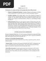 Lecture-02 Dated: January 06, 2013 The Functions of A Commercial Bank Can Be Grouped Under Three Different Heads