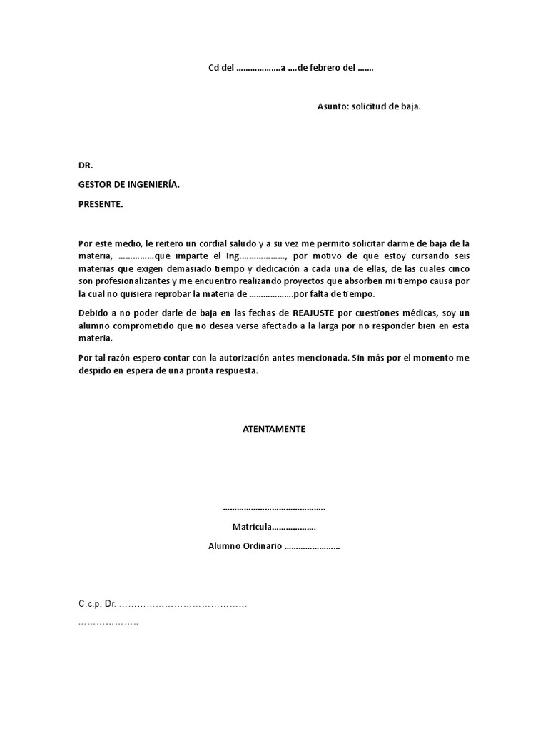 Oficio Baja de Materia | PDF