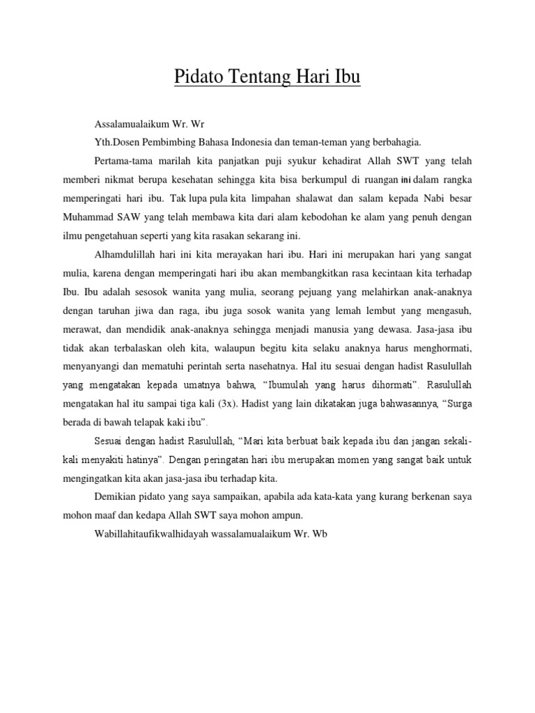 Pidato Tentang Hari Ibu PDF