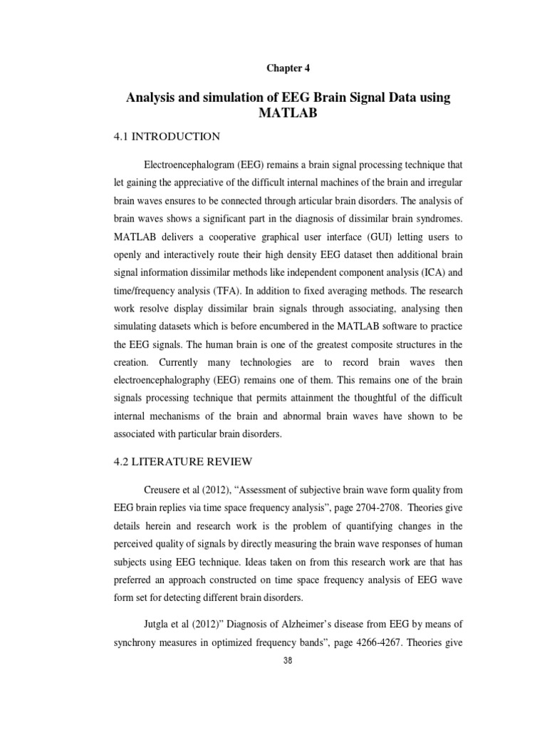 Analysis and Simulation of EEG Brain Signal Data Using Matlab PDF Electroencephalography Brain