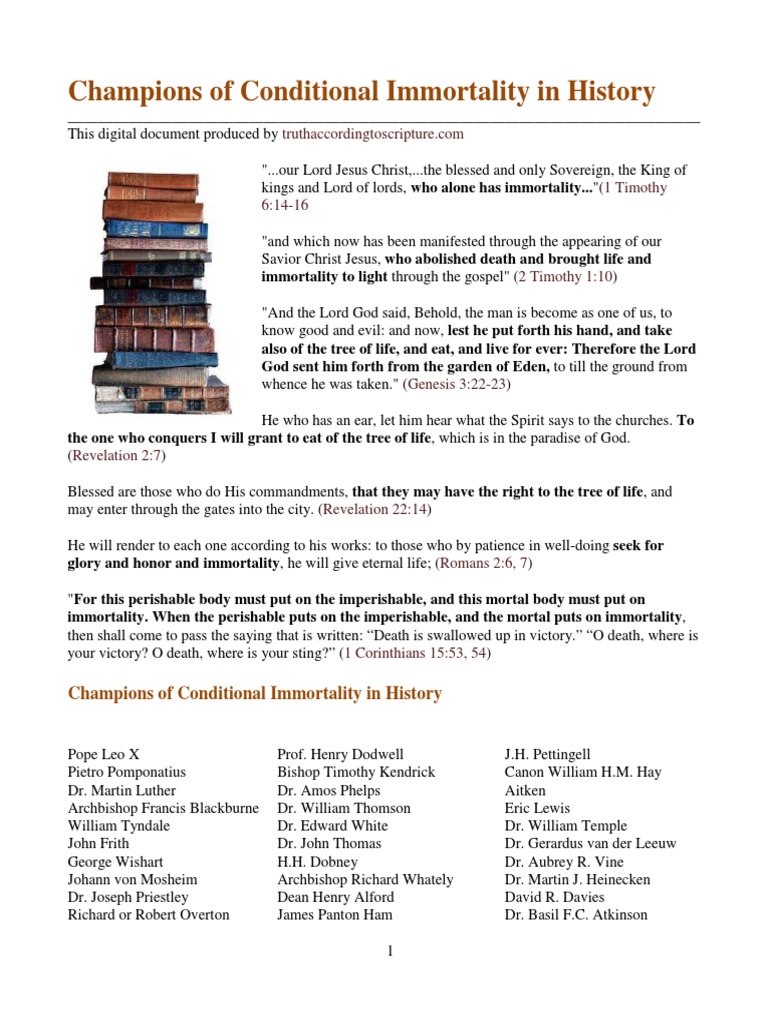 Champions of Conditional Immortality | PDF | God In Christianity ...