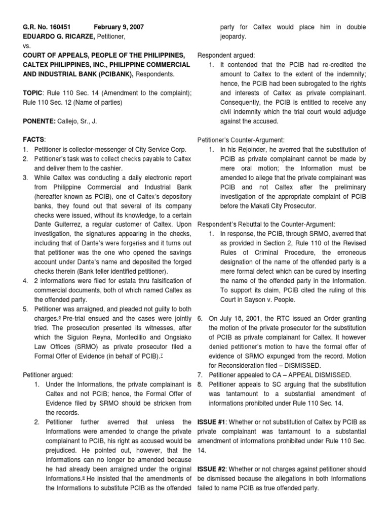 Substitution of Complainant in Estafa Case | PDF | Prejudice (Legal ...