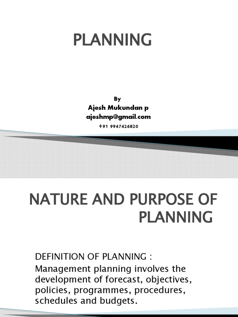 01 Planning Planning Premises Planning Process PDF Planning