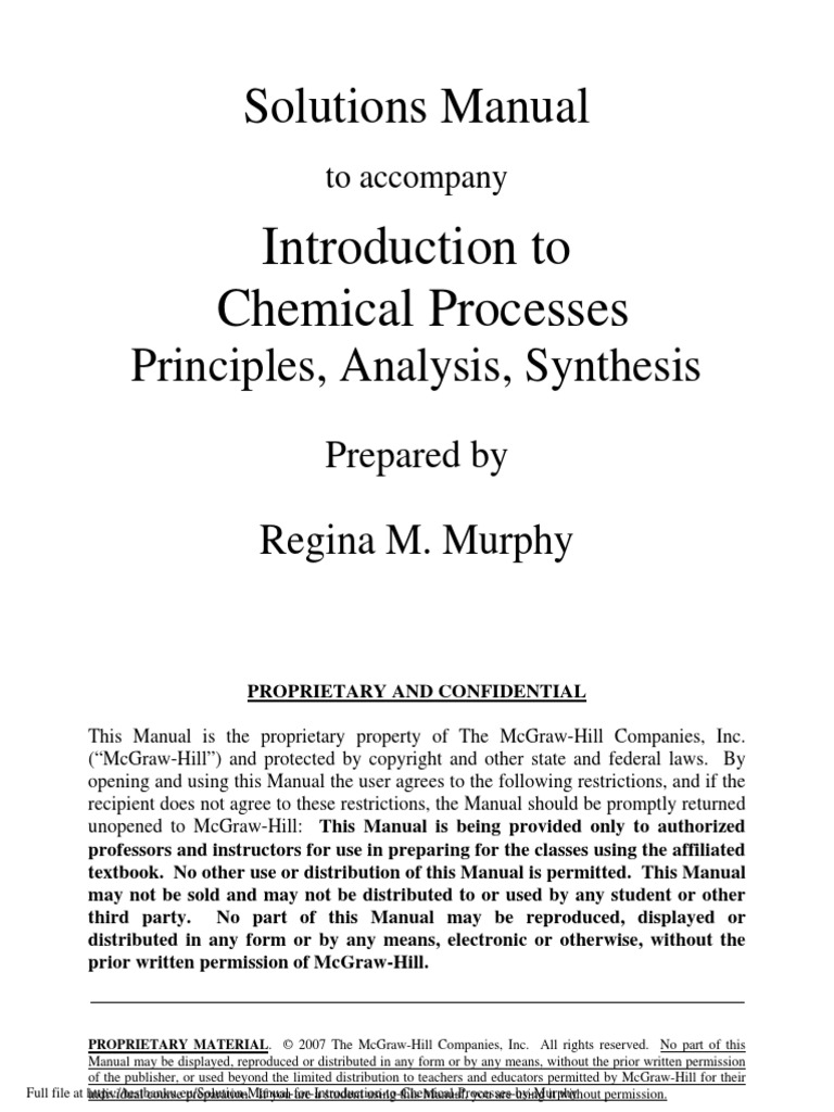 Solution Manual For Introduction To Chemical Processes by Murphy | PDF | Nitric Acid | Sodium ...