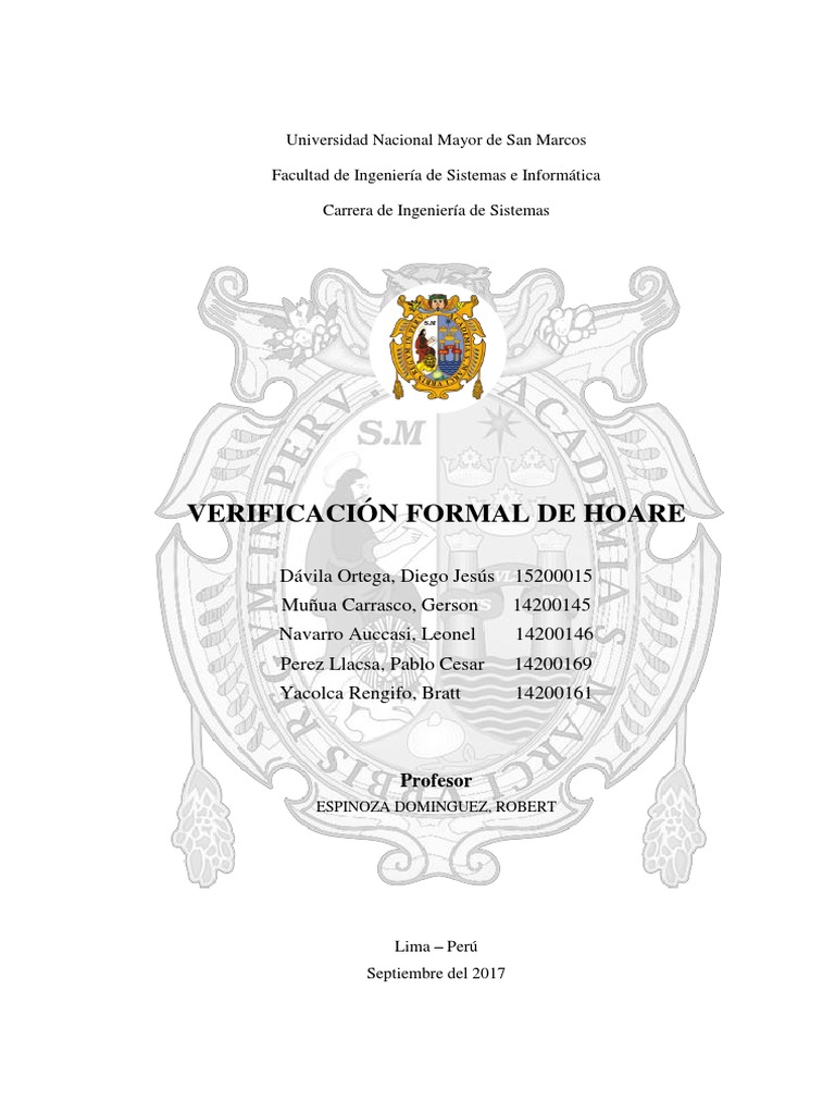Logica de Hoare PDF Algoritmos Verificación formal