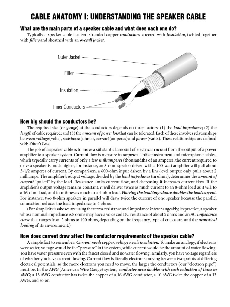 Understanding Speaker Cables | PDF
