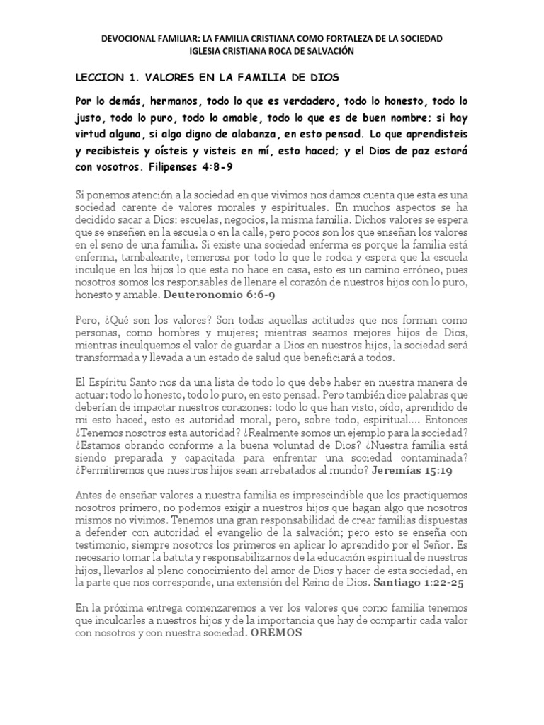 Valores en la Familia Cristiana | PDF | Salvación | Dios