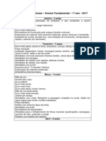 Cronograma Mensal de Atividades Físicas para 1o Ano do Ensino Fundamental