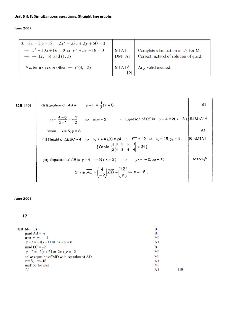 MA5 Coordinate Geometry Review Mark Scheme | PDF