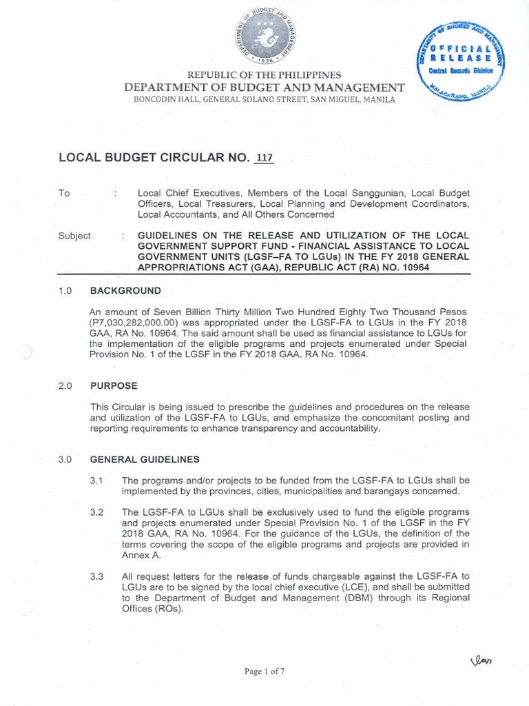 Guidelines for Local Government Fund Release | PDF | Highway | Road