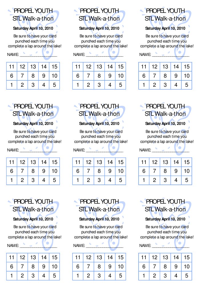 Walkathon Lap Card | PDF