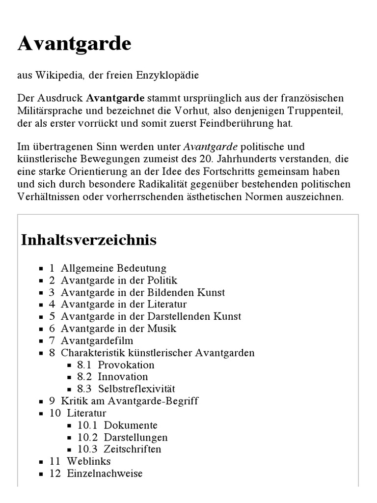 Avantgarde Wikipedia
