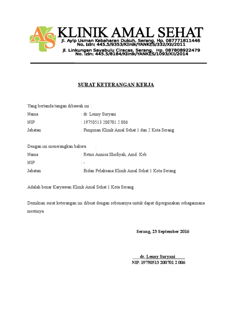 Contoh Surat Keterangan Sehat Dari Klinik Nusagates