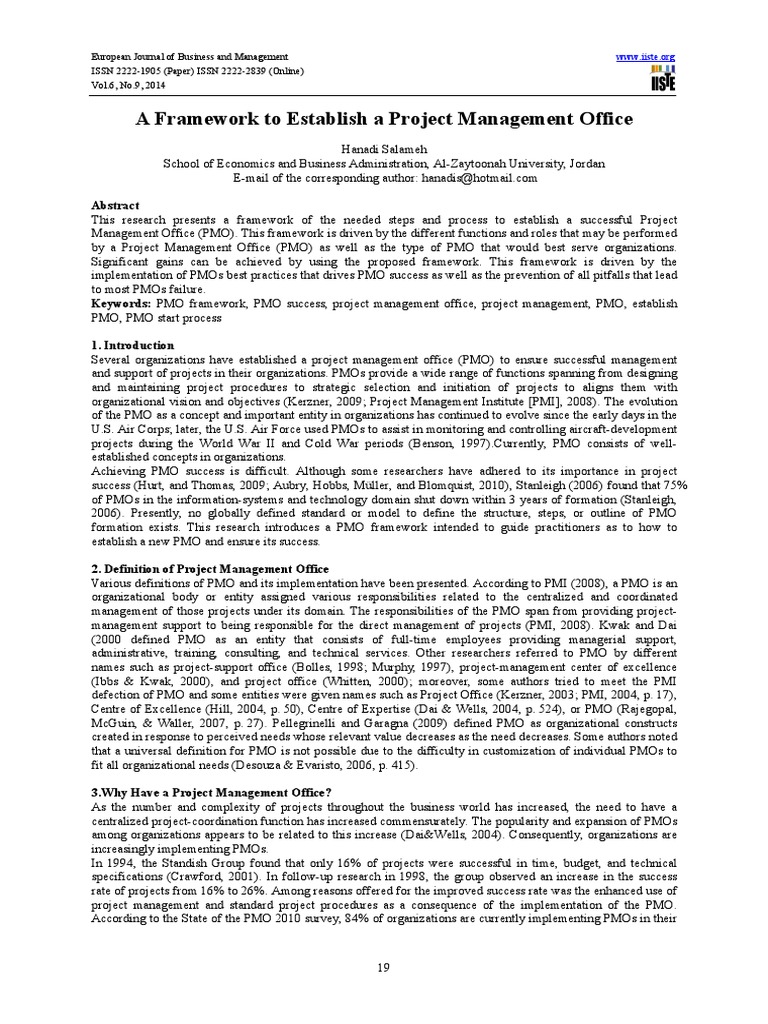 Establishing a Successful PMO Framework | PDF | Project Management ...