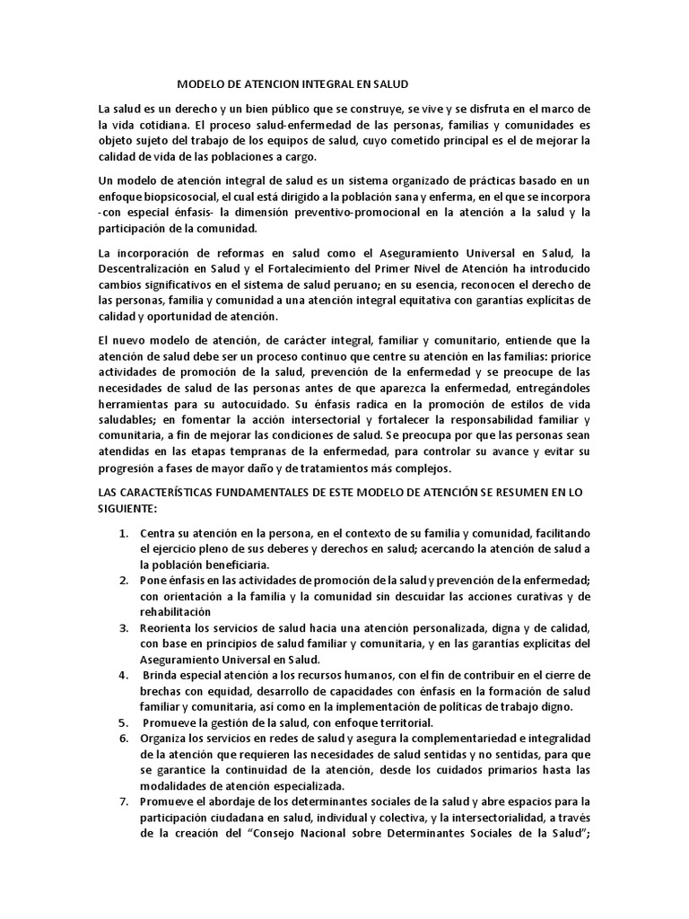 Modelo de Atencion Integral en Salud | PDF | Calidad (comercial ...