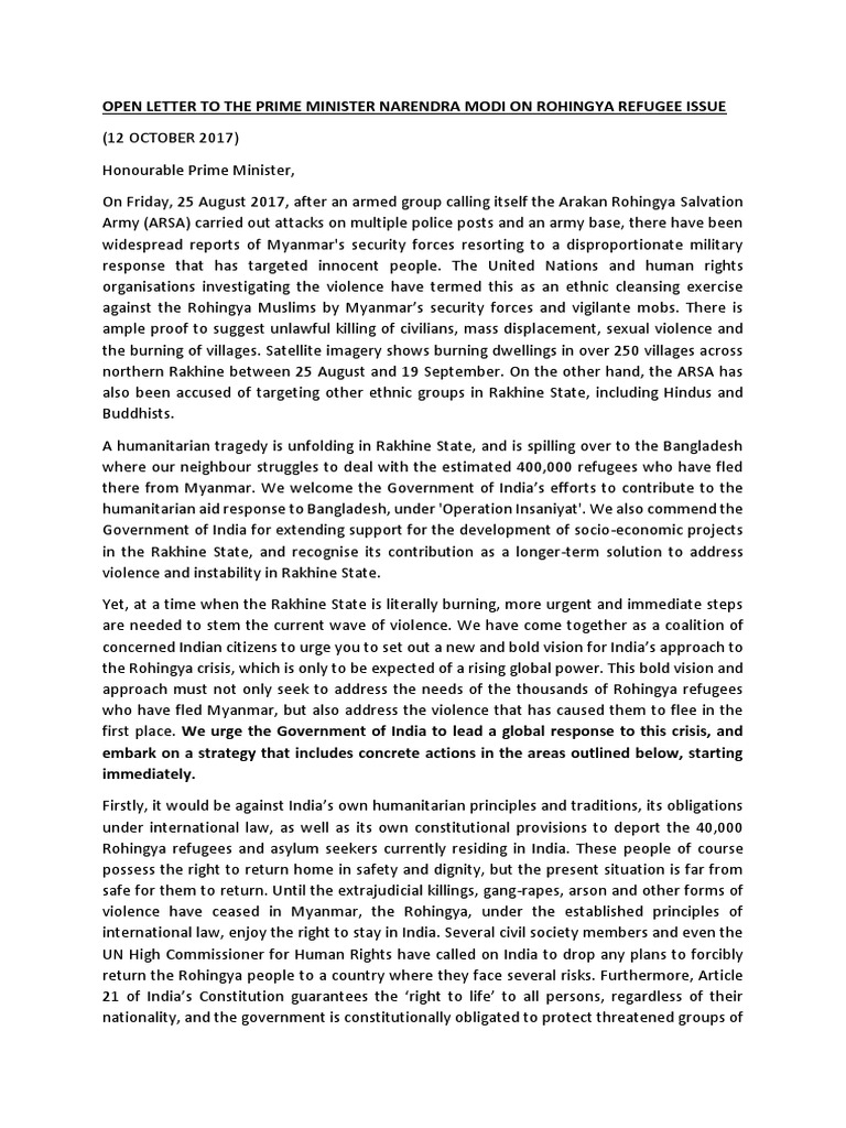 Rohingya Letter | PDF | Rohingya People | Refugee