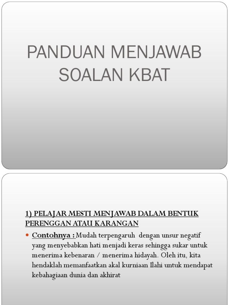Cara Menjawab Soalan Kbat Pendidikan Islam Bacsta